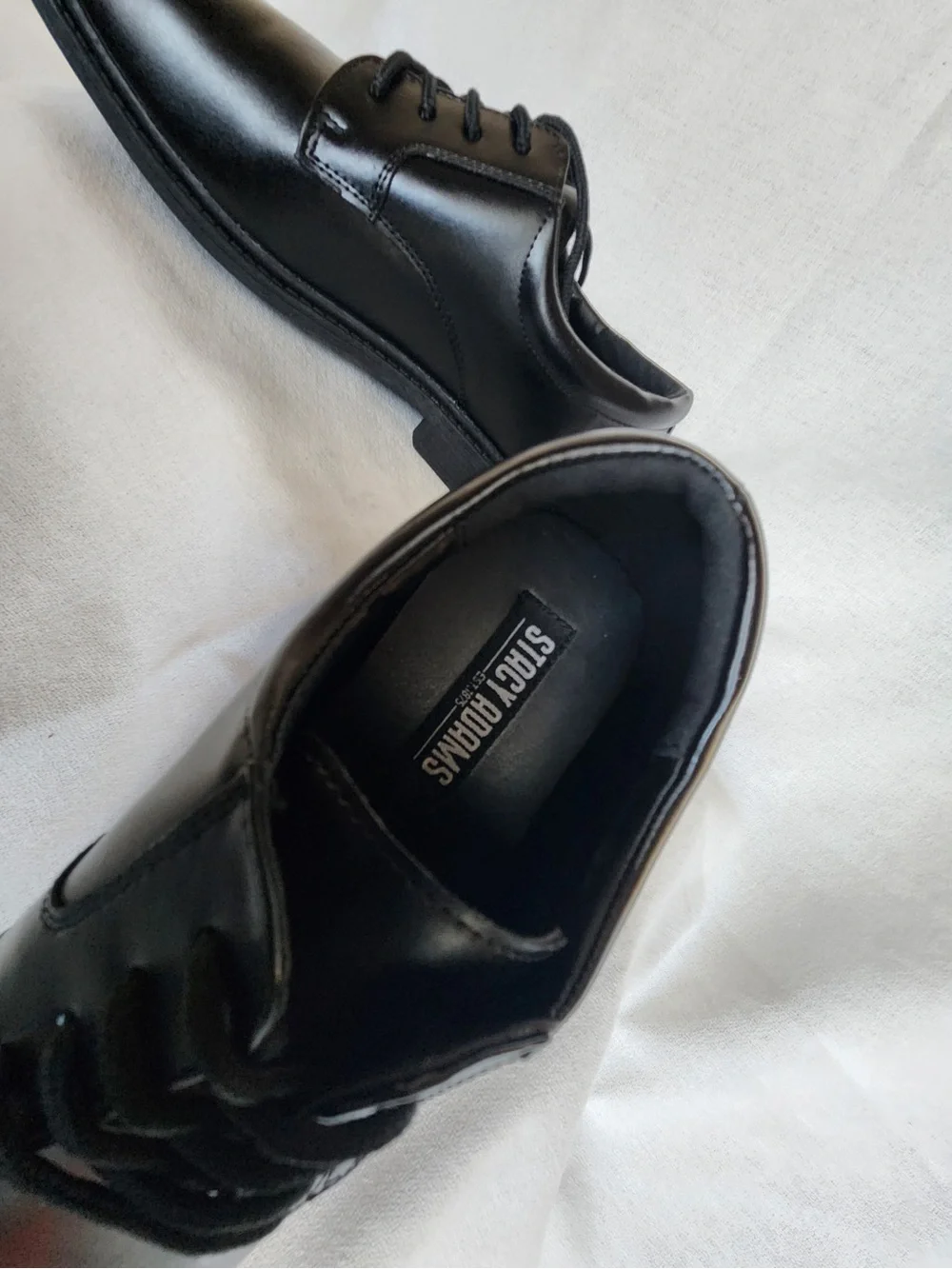 Stacy Adams Boys' Black Lace-Up Dress Shoes man made material